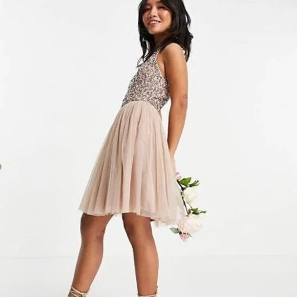 ASOS Sequin Halter Neck Mini Tulle Dress ( petite)
